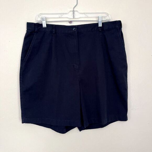 LL Bean Original Fit Expandable Waist Twill Cotton Chino Shorts, Navy- Size 18 - Picture 1 of 7